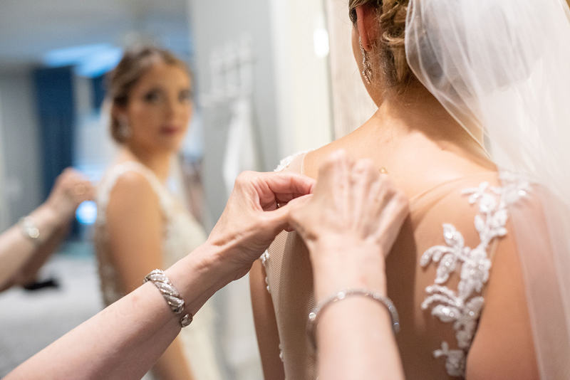 A bride getting ready for her wedding.